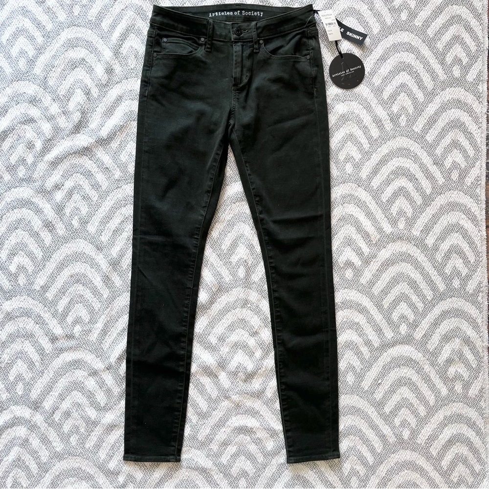ARTICLES OF SOCIETY Mid-Rise Super Soft Ankle Skinny Green Denim Jeans 26 NWT - Picture 2 of 12